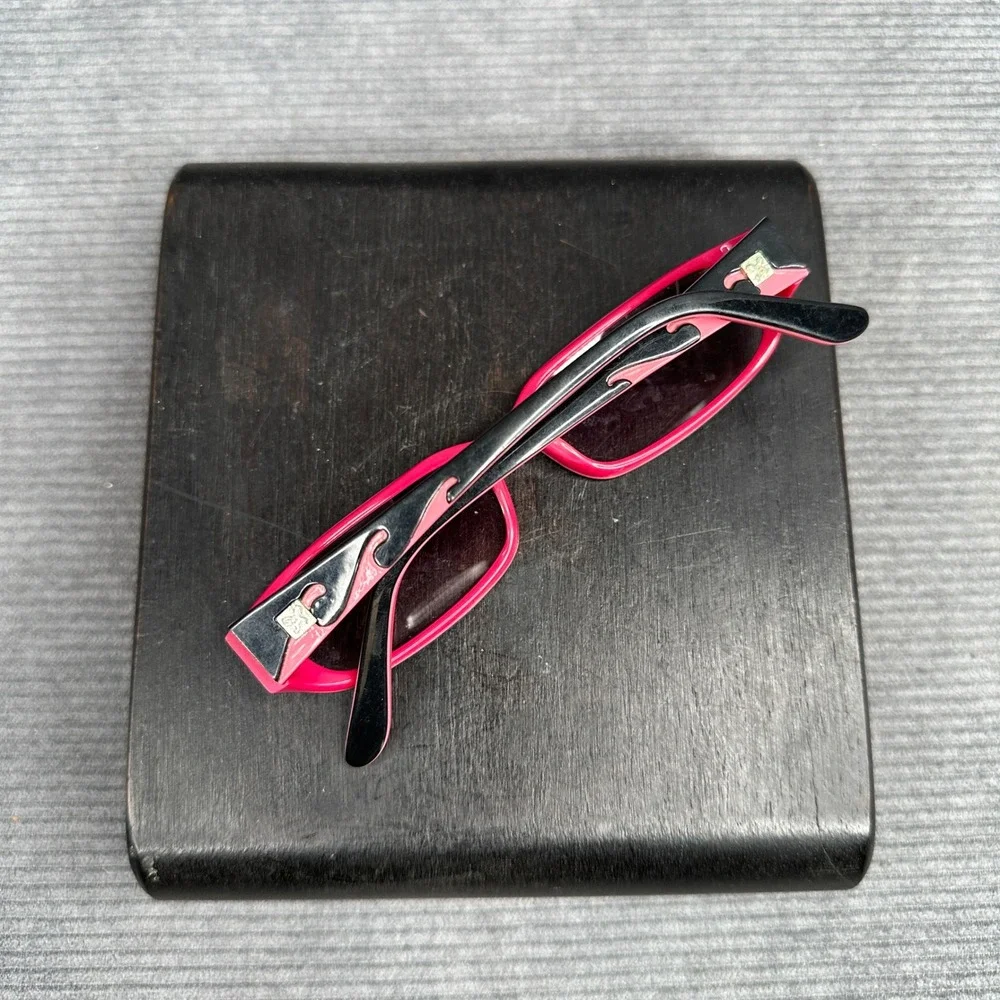 Kerastase Y2K Sunglasses Black Pink Rectangular Wave Temple K50033 C044 51-15
